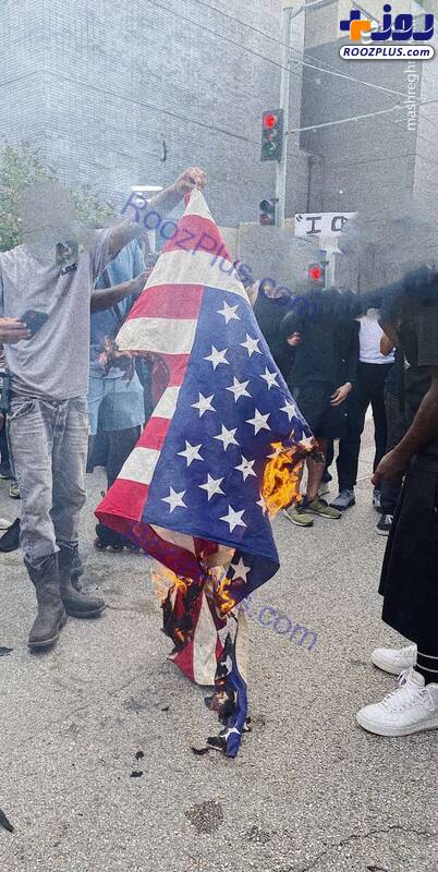 آتش زدن پرچم آمریکا این‌بار در هیوستون +عکس