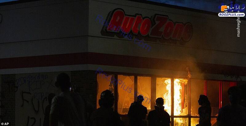 عکس/ معترضان آمریکایی شهر مینیاپولیس را به آتش کشیدند