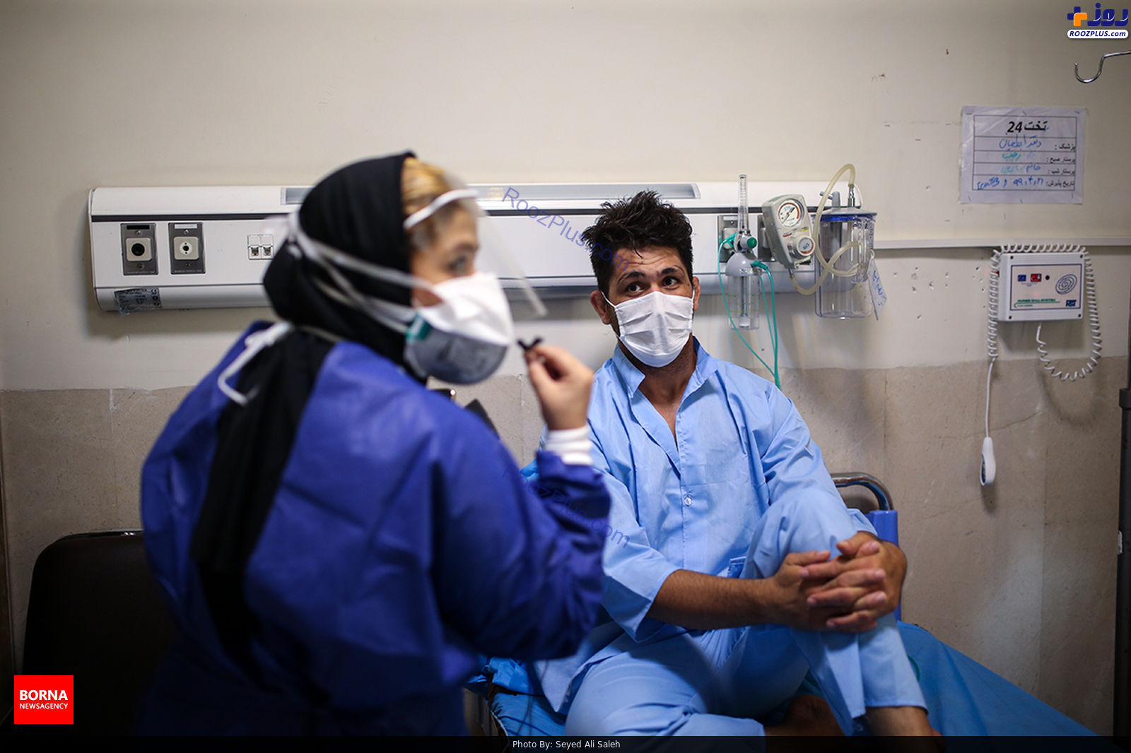 حسین نوری دارنده مدال برنز کشتی فرنگی جهان در بیمارستان مسیح دانشوری +عکس