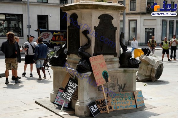 عکس/ مجسمه معترض سیاه‌پوست جایگزین مجسمه تاجر برده در انگلیس شد