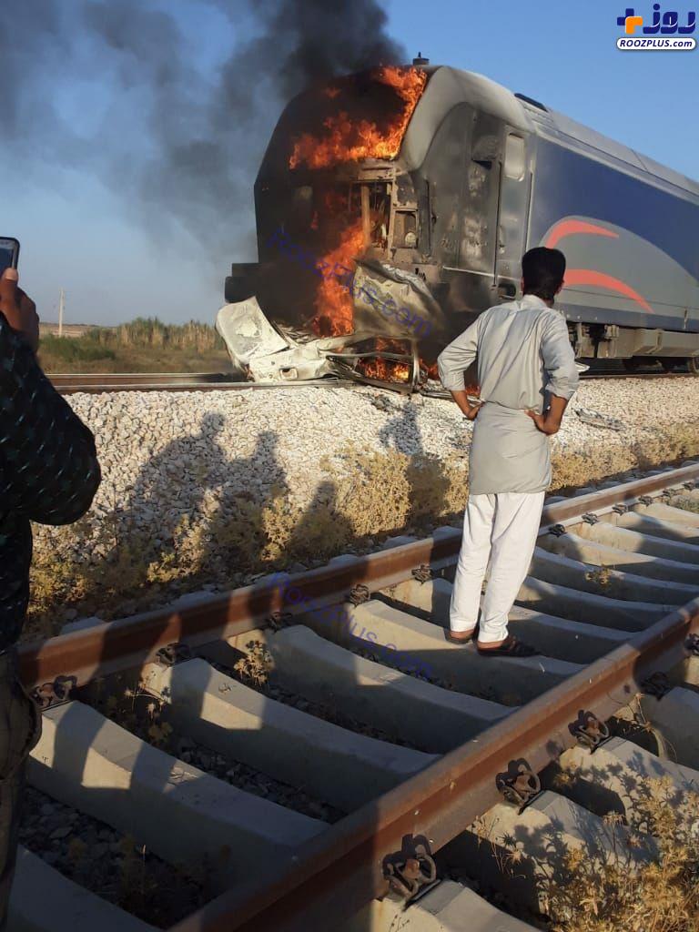 برخورد مرگبار با قطار، پژو ۴۰۵ را به آتش کشید +عکس