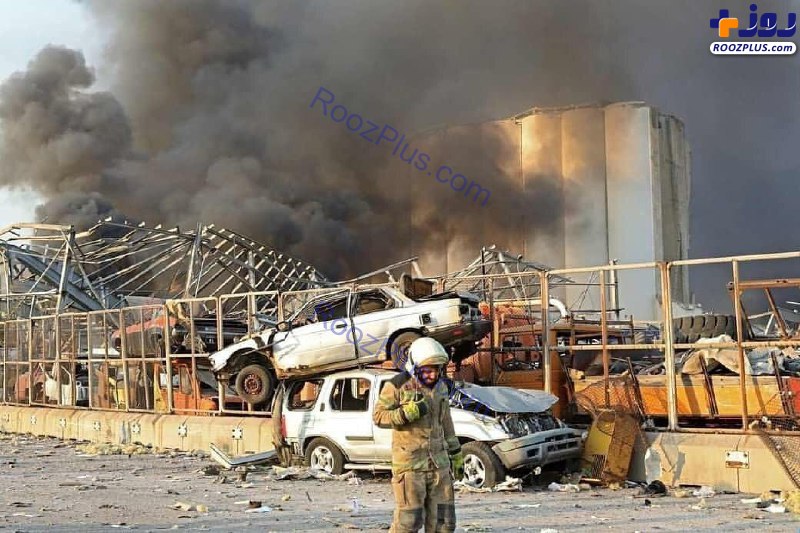 شدت انفجار در بیروت و خودروهایی که واژگون شدند!/عکس