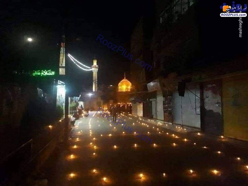 شمع های روشن در خیابان منتهی به حرم حضرت زینب(س)/عکس