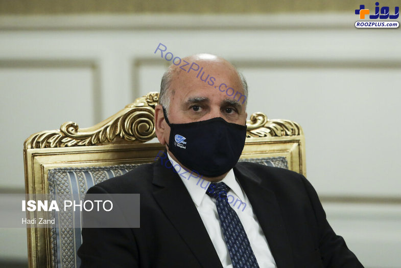 عکس/ ماسک متفاوت وزیر خارجه عراق در دیدار با حسن روحانی