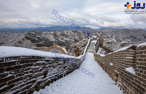 عکس/دیوار چین سفیدپوش شد