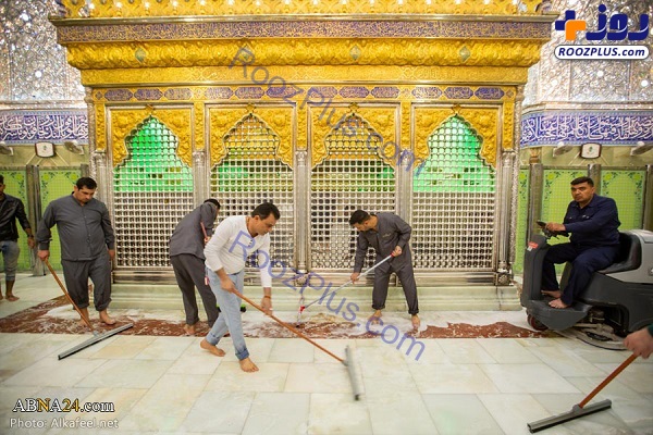 مفروش شدن حرم حضرت عباس(ع) با فرش‌های جدید +عکس