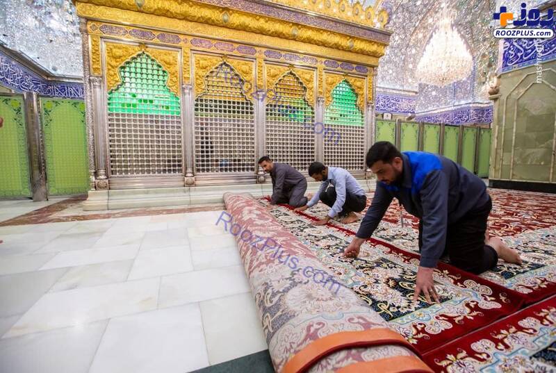 مفروش شدن حرم حضرت عباس(ع) با فرش‌های جدید+عکس