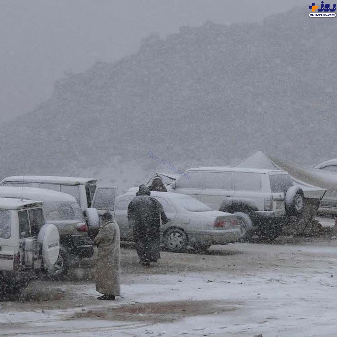 بارش شدید برف در عربستان +عکس