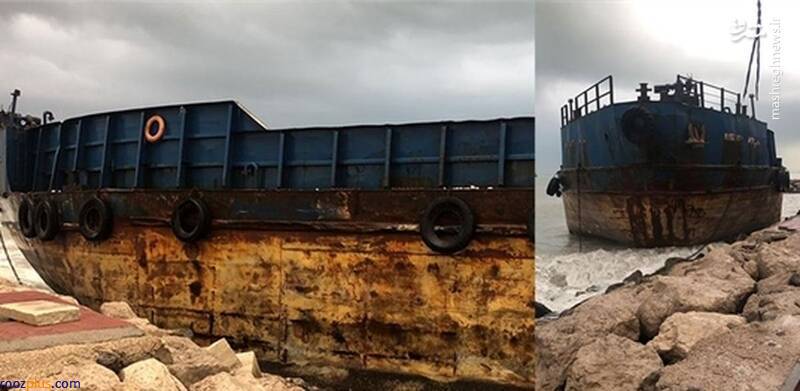 کشتی به گل نشسته در ساحل شهر بندرعباس +عکس