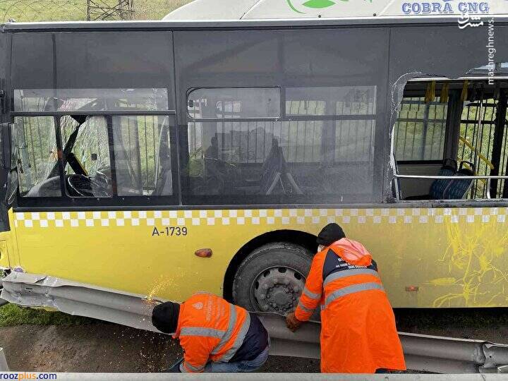 عکس/فرار مسافران اتوبوس سانحه دیده‌ از پنجره