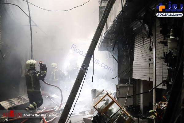 آخرین تصاویر از آتش سوزی در بازار تهران