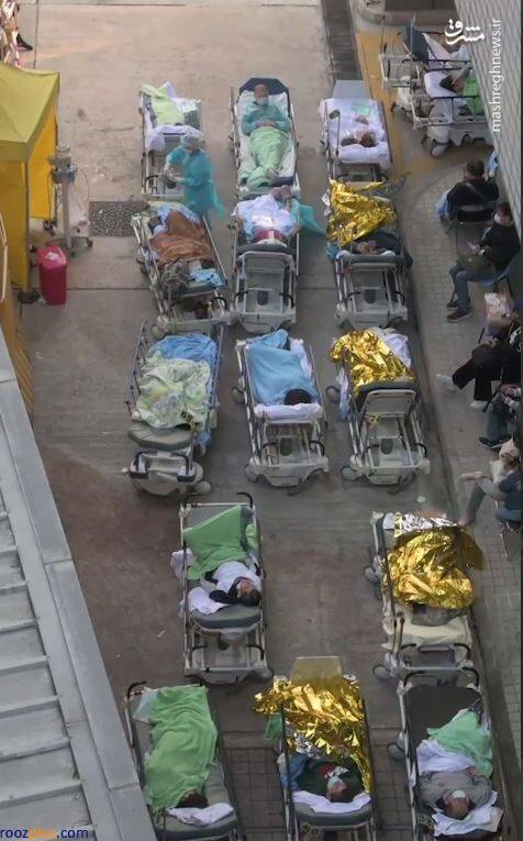 بستری بیماران کرونایی در بیرون بیمارستان/عکس
