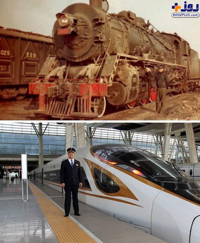 دو تصویر از راننده قطار چینی با فاصله 26 سال! +عکس