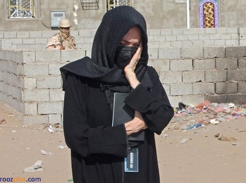 سفر آنجلینا جولی با حجاب به یمن / عکس