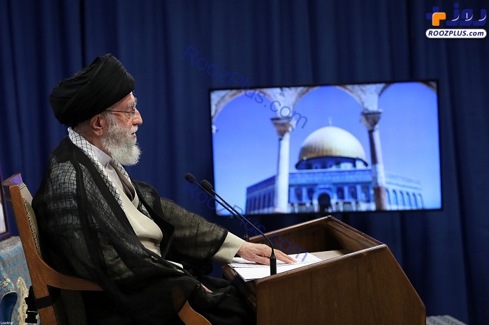 تصاویر سخنرانی تلویزیونی رهبر انقلاب اسلامی به‌مناسبت روز جهانی قدس