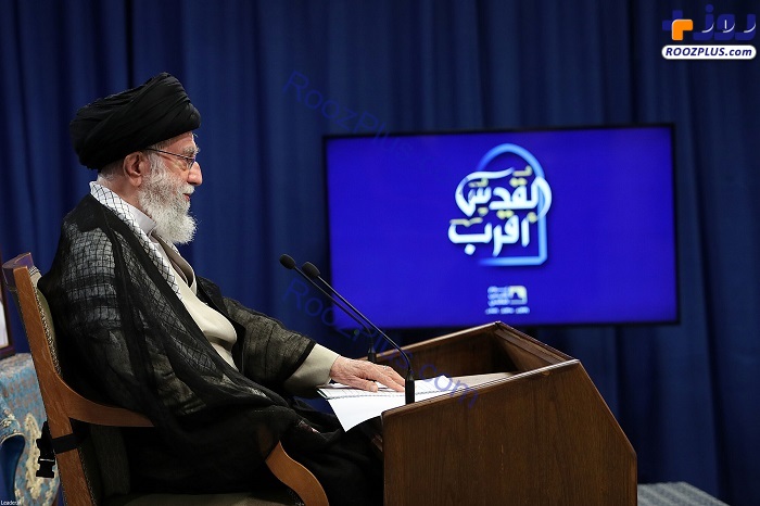 تصاویر سخنرانی تلویزیونی رهبر انقلاب اسلامی به‌مناسبت روز جهانی قدس