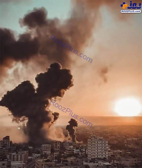 مناطق مسکونی غزه زیر بمباران گسترده رژیم صهیونیستی +عکس