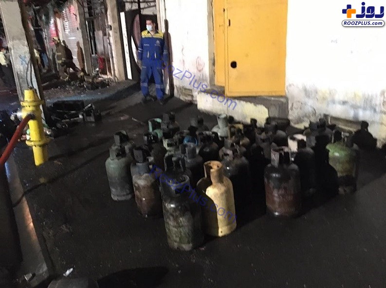 آتش‌سوزی مغازه نگهداری ۲۳۰ سیلندر گاز در تهرانپارس + تصاویر