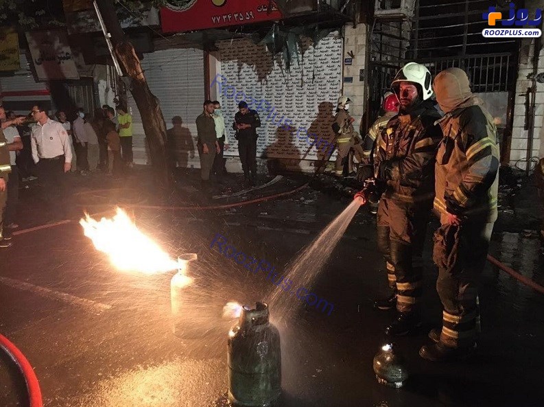 آتش‌سوزی مغازه نگهداری ۲۳۰ سیلندر گاز در تهرانپارس + تصاویر