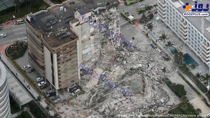عکس/فروریختن ساختمان ۱۲ طبقه در فلوریدا