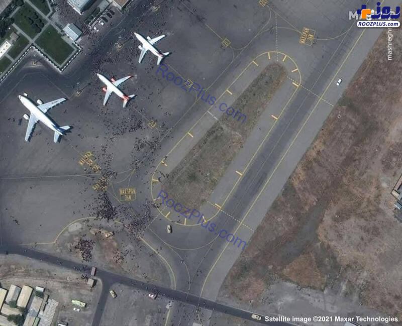 تصاویر ماهواره ای عجیب از هجوم مردم به فرودگاه کابل