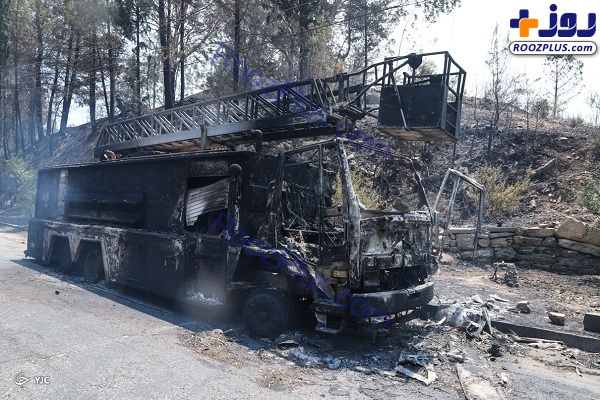 سوختن ماشین آتش نشانی در آتش سوزی گسترده ترکیه +عکس