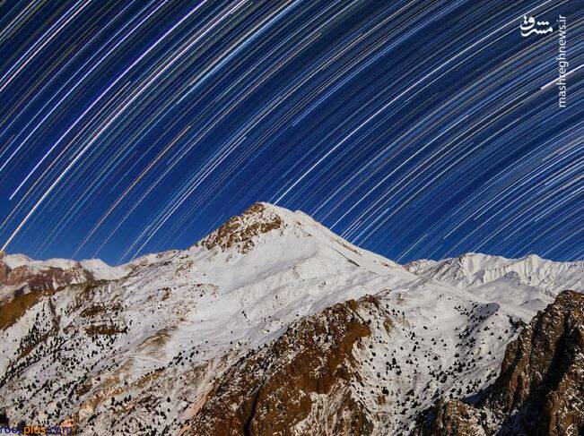 تصویری جالب از رد ستارگان در آسمان البرز