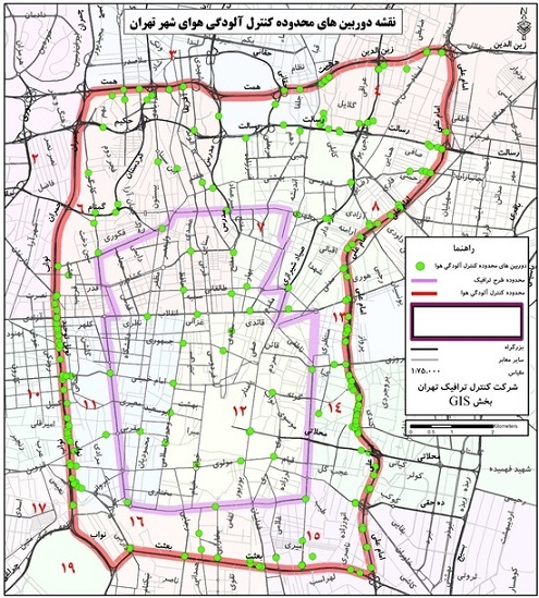 نقشه طرح ترافیک و آلودگی هوای تهران