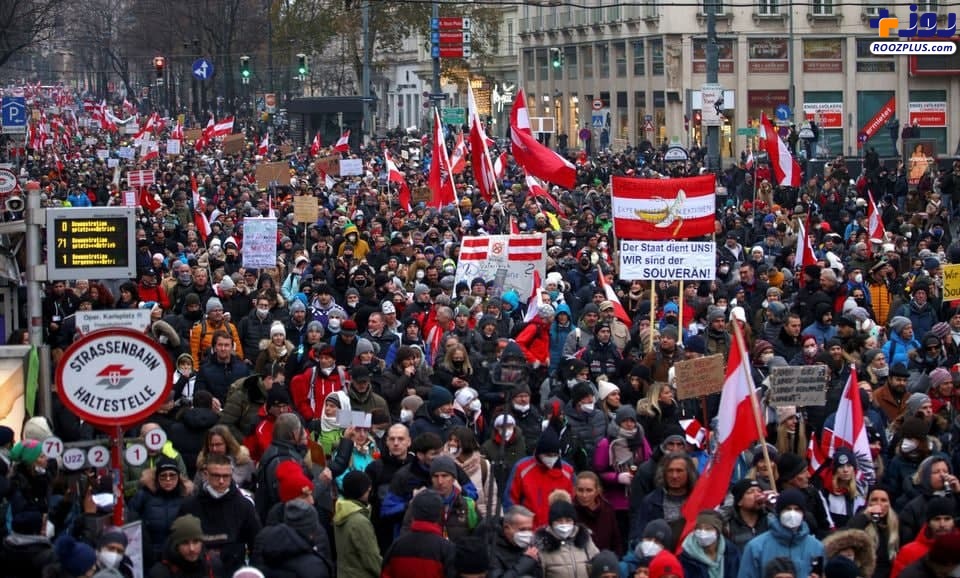تظاهرات گسترده علیه محدودیت‌های جنجالی کرونا در اتریش +عکس