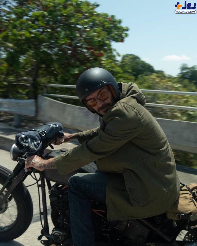 استایل متفاوت دیوید بکهام در حین موتورسواری +عکس