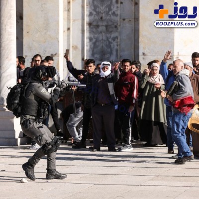 تصاویری از درگیری های امروز در مسجد الاقصی