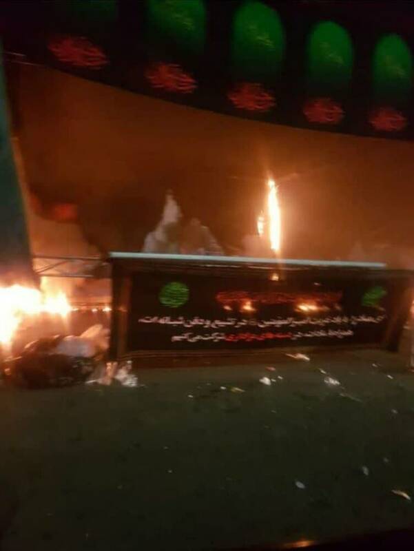 اغتشاشگران موکب عزاداری فاطمیه در فردیس را به آتش کشیدند +عکس