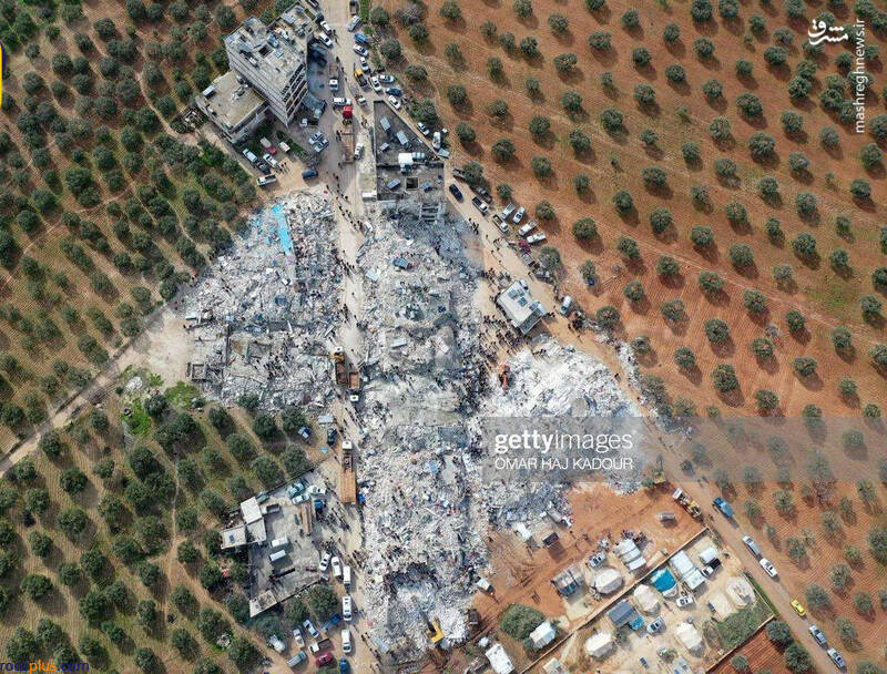 نمایی عجیب از روستای شمال ادلب سوریه قبل و بعد از زلزله