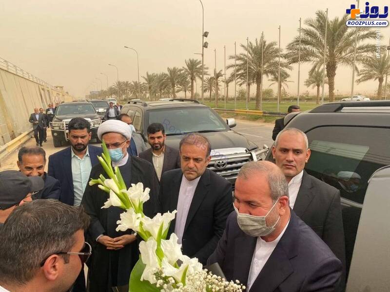 سفیر جدید ایران در عراق در محل شهادت سردار سلیمانی +عکس