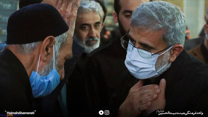حضور سردار قاآنی در مراسم یادبود والده اخوان سماواتی/ عکس