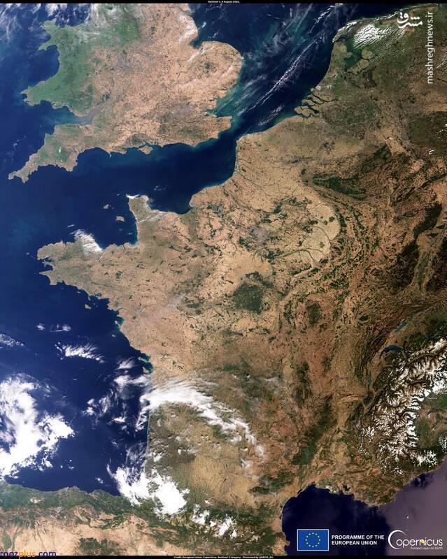 تصویر ماهواره‌ای از خشکسالی در اروپا