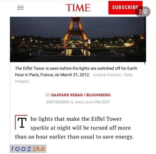 بحران انرژی در اروپا دامن نماد پاریس را گرفت!/ ایفلِ خاموش!