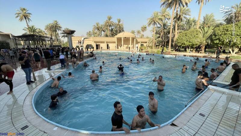 شنا کردن هواداران صدر در قصر جمهوری عراق +عکس