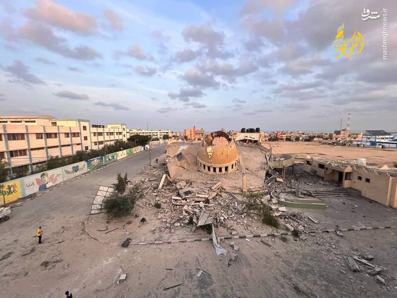 عکس/ مسجد تخریب شده توسط صهیونیست‌ها در غزه