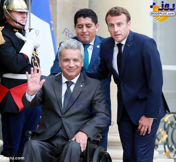 استقبال مکرون از رئیس جمهور معلول اكوادور +عكس